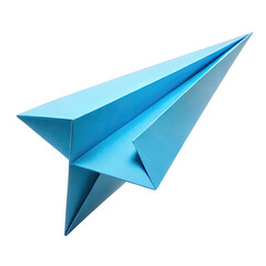 A sky blue origami paper plane cut out is isolated on a minimal art scale emphasizing the fine craftsmanship and artistic detail of this paper creation