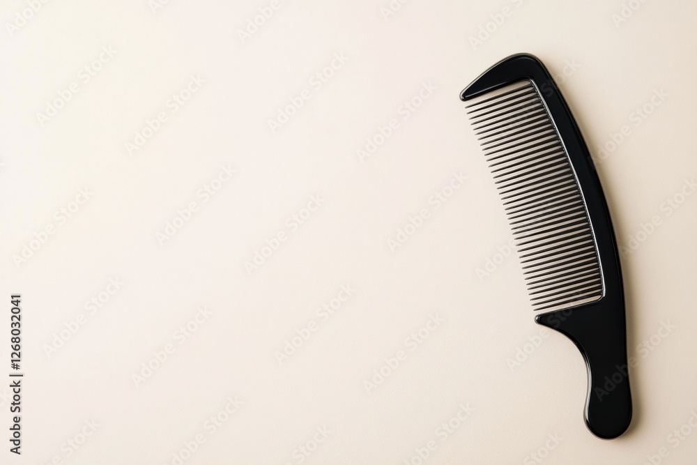 Aufkleber Simple black comb resting on a light surface showcasing its clean lines and design appeal in a minimalist setting. Generative AI