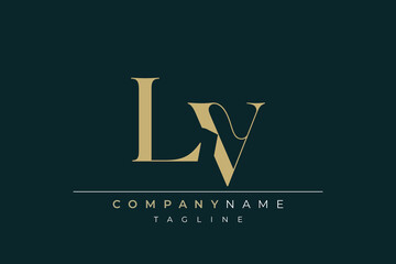 Elegant Monogram with Sophisticated Typography Design Featuring LV with Sophisticated Typography