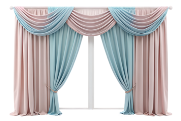 blue velvet curtain with white background