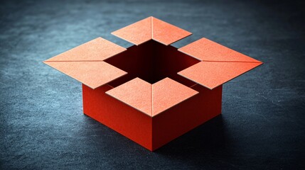 Open red box on dark surface, potential solution concept