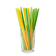 Paper straws in a cup high view