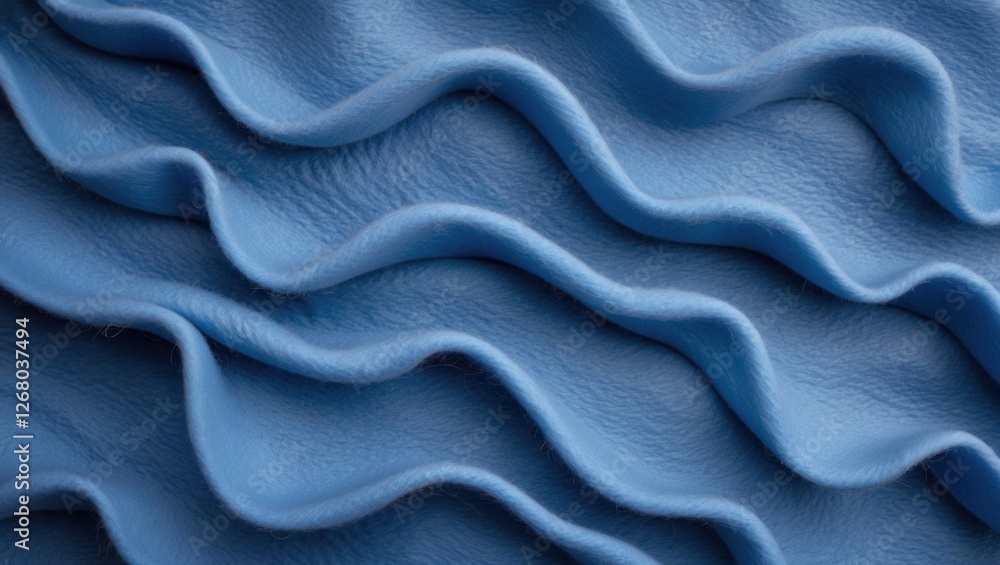 Poster textured blue felt fabric with soft waves, evoking the serene color of ocean waves, ideal for design
