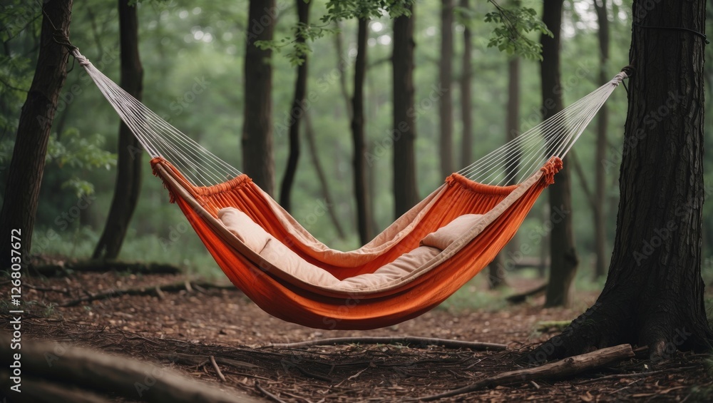 Aufkleber serene empty hammock comfy nestled among lush green trees in tranquil forest setting ideal for relax