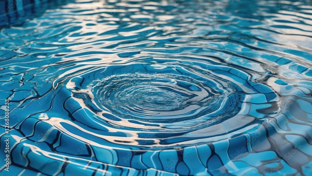 Aufkleber swimming pool water surface with ripples and patterns in blue tones featuring empty space for text o