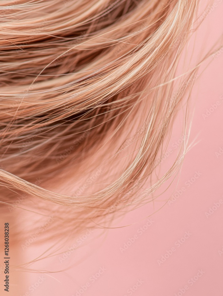 Leinwandbilder frayed hair tips with split ends captured close up against a soft pink backdrop creating a serene an