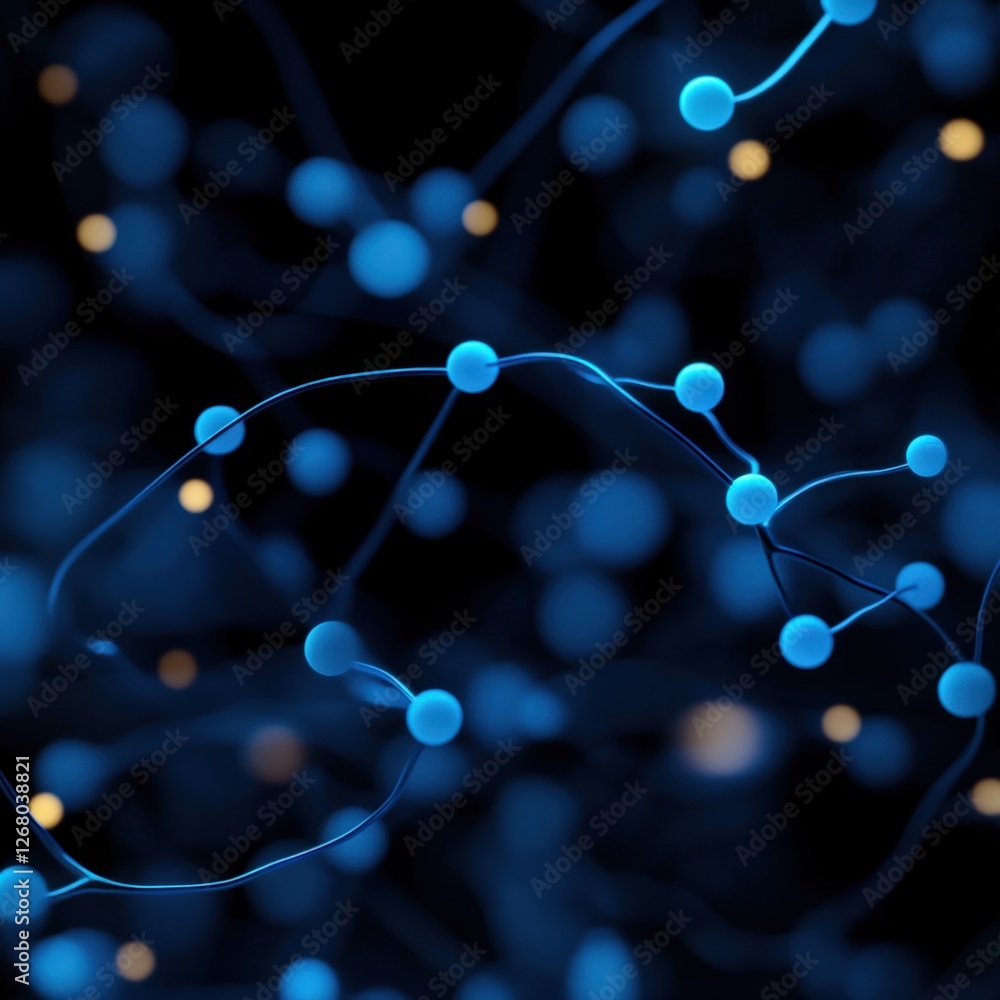 Poster abstract network connection with blue spheres and lines