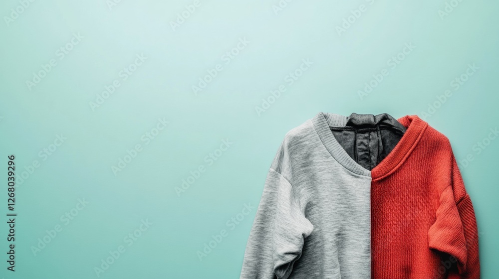 Poster Comparison of dirty clothes and freshly laundered clothes with space for additional text. Generative AI