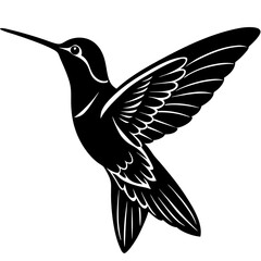 hummingbird black silhouette vector, Simple silhouette Design vector icon with white background. Wild Animal Vector. Bird Vector 