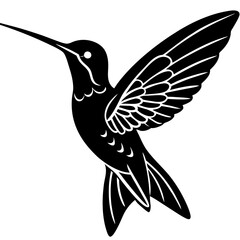 hummingbird black silhouette vector, Simple silhouette Design vector icon with white background. Wild Animal Vector. Bird Vector 