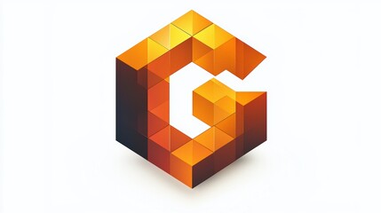 A stylized orange and yellow geometric letter "G" made of 3D cubes.