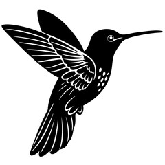 hummingbird black silhouette vector, Simple silhouette Design vector icon with white background. Wild Animal Vector. Bird Vector 