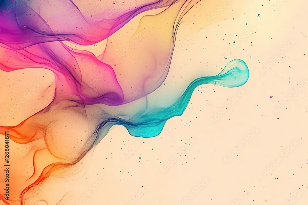 Aufkleber colorful waves of neon edges on a plain beige background creating a vibrant psychedelic effect. gene