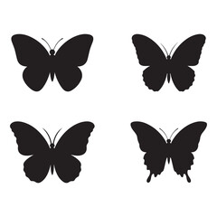 Set of butterfly vector silhouette illustrations on a white background.