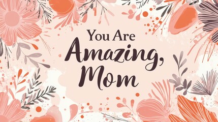 Modern Mother's Day Card Design with Abstract Pink and Peach Floral Theme for Print