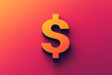 Three-dimensional dollar sign in golden color on a gradient background