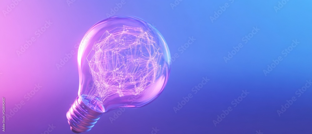 Poster idea bulb with complex network connections inside