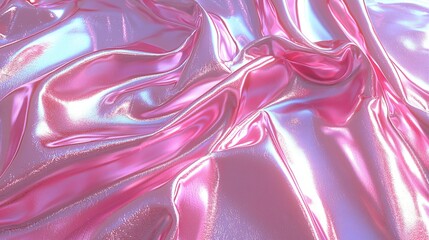 Pink iridescent fabric, flowing folds, close-up texture. Background design use
