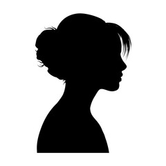 beautiful young woman face profile silhouette - vector illustration