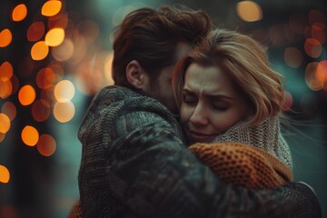 embracing them with tears of joy and relief.