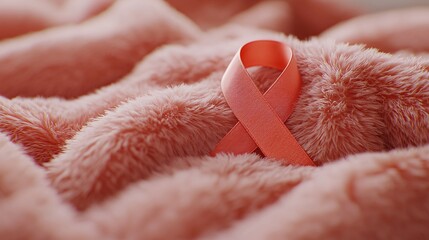Pink ribbon on plush fabric, support, awareness