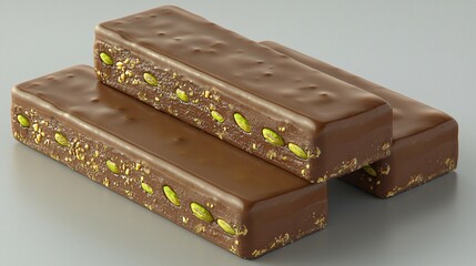 Pistachio chocolate bars, delicious treat, studio shot, food photography