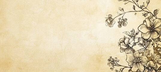 Vintage Mother's Day Card Design with Hand-Drawn Floral Patterns on Beige Paper Texture