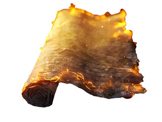 Fototapeta premium Ancient prophecy on an old scroll surrounded by magic on transparent and white background. PNG