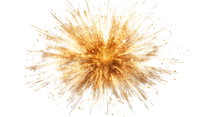 Festive fireworks explosion in golden colors
