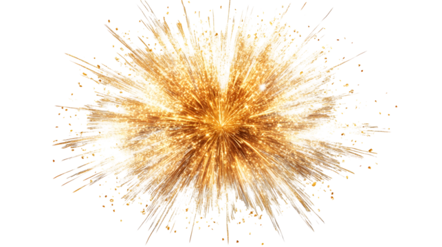 Festive fireworks explosion in golden colors