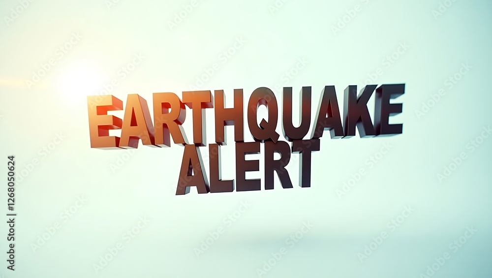Poster earthquake alert sign with bold typography and dynamic background elements