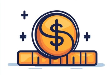 Obraz premium Stacked golden coins with a large dollar sign in the center