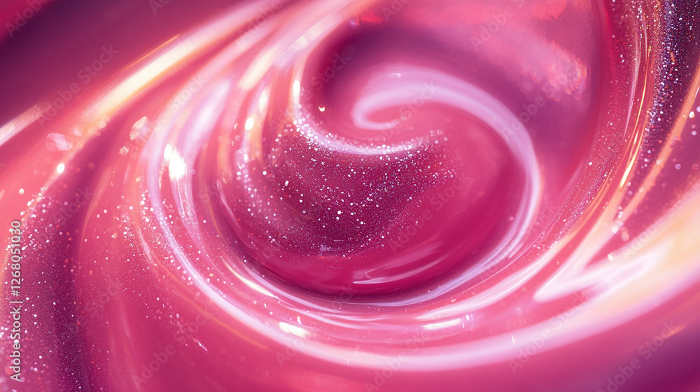 Poster swirling pink mixture with shimmering sparkles in a vibrant abstract display