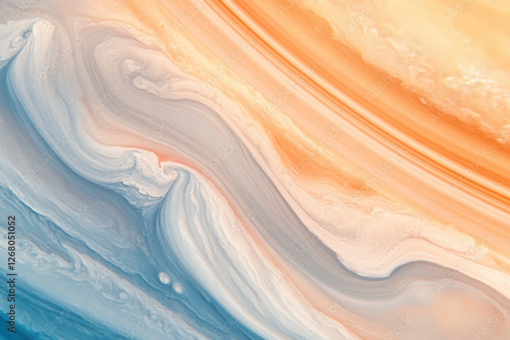 Aufkleber swirling patterns of blue and orange hues resembling a planetary atmosphere at dawn. generative ai