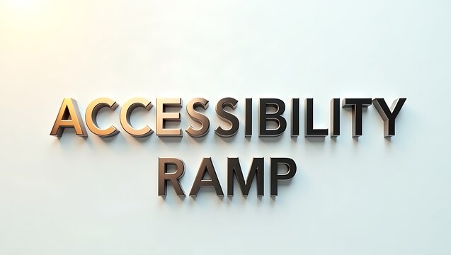 Sign with accessibility ramp lettering on a wall designed to promote inclusivity efforts