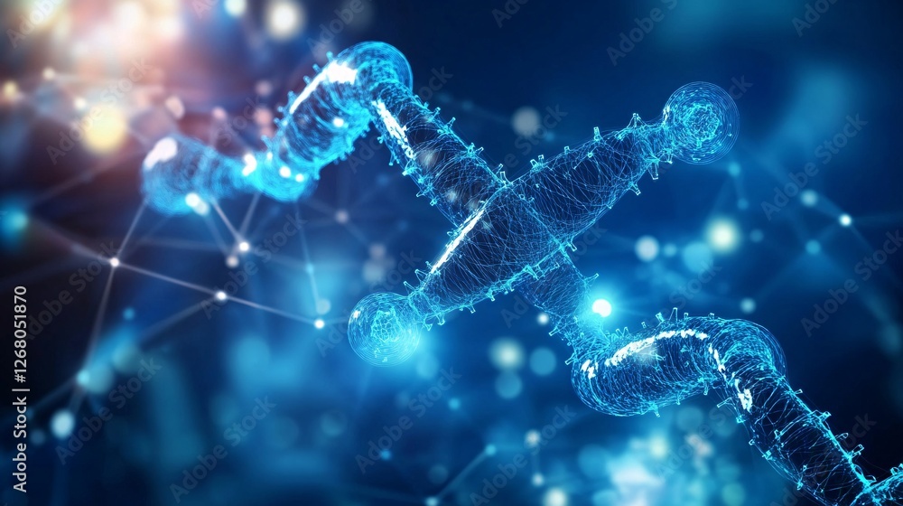 Aufkleber abstract blue digital dna structure futuristic technology network connection science background medi