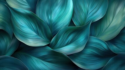 Teal leaves texture background, natural beauty, design element, digital art, poster, wallpaper