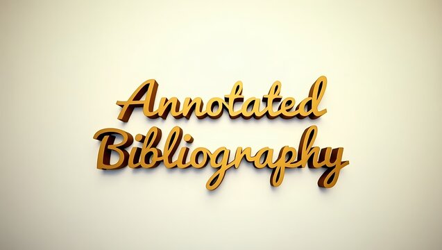 Annotated bibliography text in stylish typography against neutral backdrop