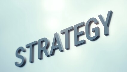 The word 'strategy' prominently displayed in bold lettering, set against a light background.