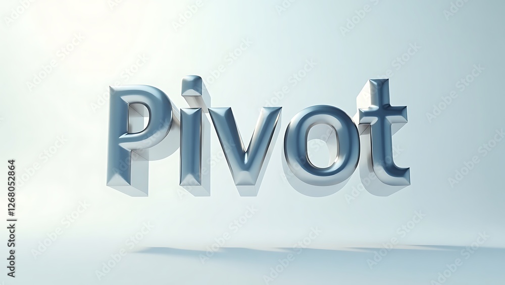 Poster 3d typography of the word pivot against a smooth light backdrop in creative design
