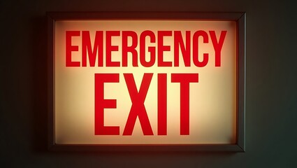 Brightly lit emergency exit sign indicating safe passage in case of urgent situations