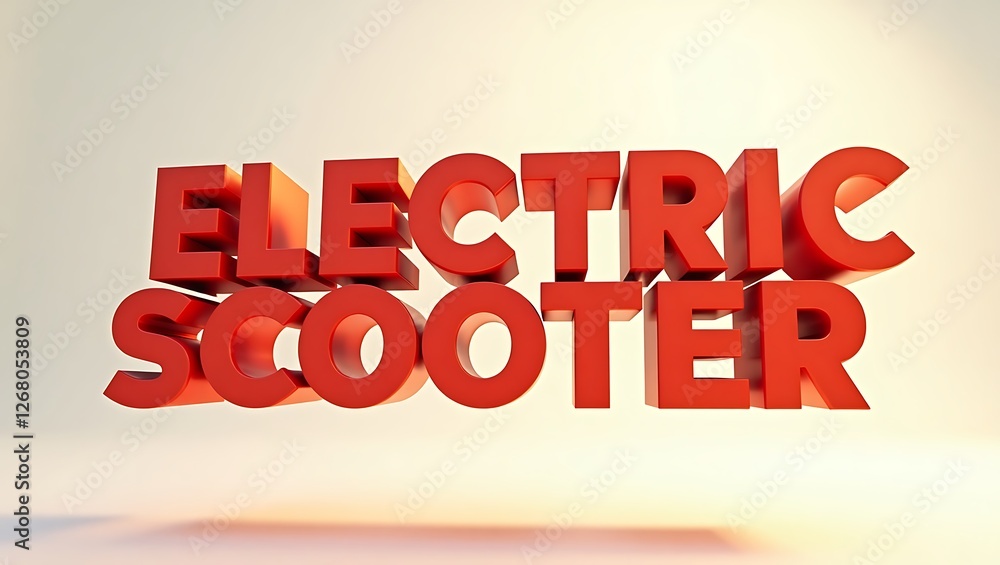 Poster stylish and bold electric scooter typography in a dynamic three-dimensional format