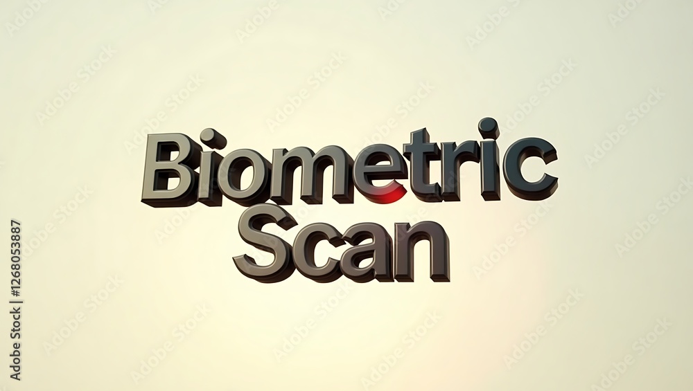 Poster biometric scan technology displayed in bold typography on a light background