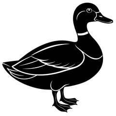 mallard duck black silhouette vector, Simple silhouette Design vector icon with white background. Wild Animal Vector. Bird Vector 