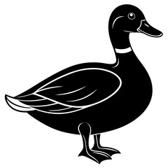 mallard duck black silhouette vector, Simple silhouette Design vector icon with white background. Wild Animal Vector. Bird Vector 