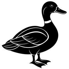 mallard duck black silhouette vector, Simple silhouette Design vector icon with white background. Wild Animal Vector. Bird Vector 