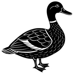 mallard duck black silhouette vector, Simple silhouette Design vector icon with white background. Wild Animal Vector. Bird Vector 