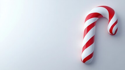 Fototapeta premium Festive Christmas Candy Cane on Clean White Background, Holiday Treat