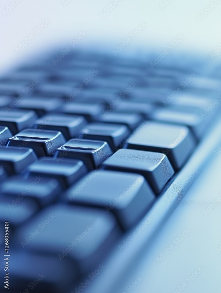 Poster Close up view of a modern keyboard highlighting the design and technology used in computer devices in a bright workspace. Generative AI