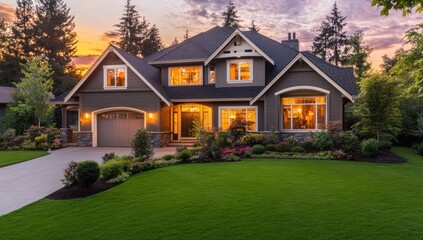 Luxury House at Dusk: A Dream Home Illuminated